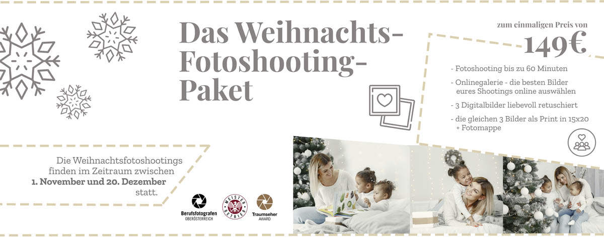 Angebot für Weihnachtsfotoshooting - Familienfotos zum günstigen Preis